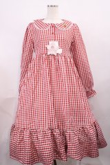 FLC / 星名桜子/ギンガムチェックワンピース M レッド H-25-12-14-004-LO-OP-NS-ZH