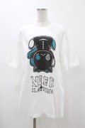 NieR Clothing / プリントCOTTON CUTSEW XL 白/シエル H-25-12-14-1039-PU-TO-KB-ZH