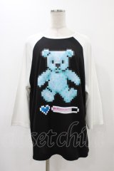 LISTEN FLAVOR / 8bitベアラグラントップス  ブラック×ホワイト H-25-12-14-1041-PU-TO-KB-ZH