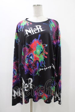 画像1: NieR Clothing / 総柄プリントロンT XL 黒 H-25-12-14-1044-PU-TO-KB-ZH