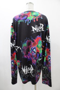 画像2: NieR Clothing / 総柄プリントロンT XL 黒 H-25-12-14-1044-PU-TO-KB-ZH