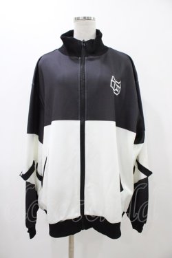 画像1: ACDC RAG / ドットネコジャージジャケット  ブラック×ホワイト H-25-12-14-1051-PU-JA-KB-ZH