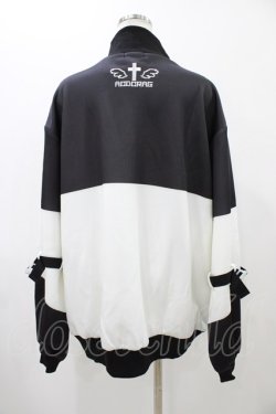 画像2: ACDC RAG / ドットネコジャージジャケット  ブラック×ホワイト H-25-12-14-1051-PU-JA-KB-ZH