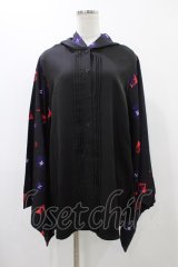 NieR Clothing / 着物風袖フードシャツ  黒 H-25-12-14-1054-PU-BL-KB-ZH