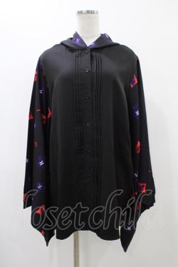 画像1: NieR Clothing / 着物風袖フードシャツ  黒 H-25-12-14-1054-PU-BL-KB-ZH