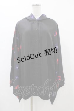 画像1: NieR CLOTHING / 着物風袖フードシャツ  黒 H-25-12-14-1054-PU-BL-KB-ZH