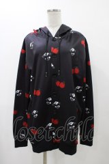 NieR Clothing / 総柄フードカーディガン  黒 H-25-12-14-1055-PU-TO-KB-ZH