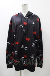 NieR Clothing / 総柄フードカーディガン  黒 H-25-12-14-1055-PU-TO-KB-ZH