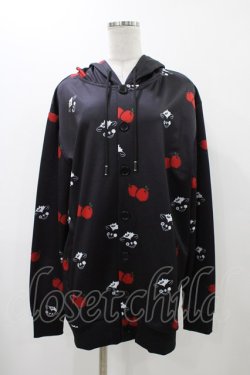 画像1: NieR Clothing / 総柄フードカーディガン  黒 H-25-12-14-1055-PU-TO-KB-ZH