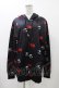 画像1: NieR Clothing / 総柄フードカーディガン  黒 H-25-12-14-1055-PU-TO-KB-ZH (1)
