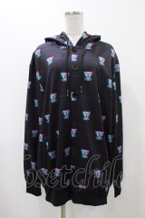 NieR Clothing / 総柄フードカーディガン  黒 H-25-12-14-1056-PU-TO-KB-ZH