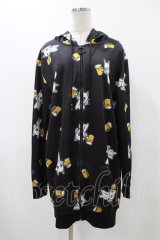 NieR Clothing / 総柄ZIPパーカー  黒 H-25-12-14-1057-PU-TO-KB-ZH