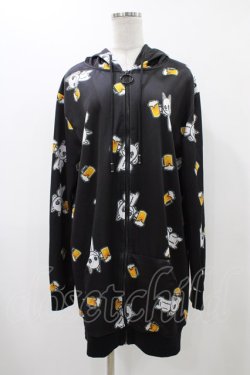 画像1: NieR Clothing / 総柄ZIPパーカー  黒 H-25-12-14-1057-PU-TO-KB-ZH