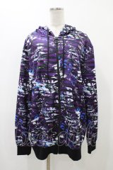 NieR Clothing / 総柄ZIPパーカー  黒 H-25-12-14-1058-PU-TO-KB-ZH