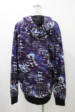 画像2: NieR Clothing / 総柄ZIPパーカー  黒 H-25-12-14-1058-PU-TO-KB-ZH