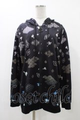 NieR Clothing / 総柄ZIPパーカー  黒 H-25-12-14-1061-PU-TO-KB-ZH