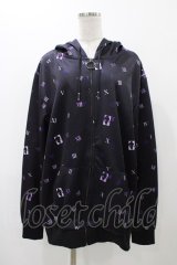 NieR Clothing / 総柄ZIPパーカー  黒×紫 H-25-12-14-1062-PU-TO-KB-ZH