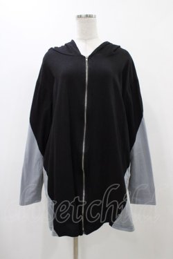 画像1: Drug Honey / 配色ZIPパーカー  黒×グレー H-25-12-14-1063-PU-TO-KB-ZH