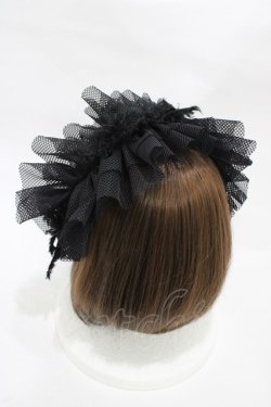 画像2: MARBLE / フリンジリボンフリルヘッドドレス  ブラック H-25-12-14-1001-GO-AC-KB-ZH