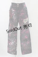 SEX POT ReVeNGe / カスタムダメージパンツ  黒×ピンク H-25-12-14-1008-SP-PA-KB-ZH