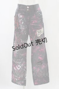 SEX POT ReVeNGe / カスタムダメージパンツ  黒×ピンク H-25-12-14-1008-SP-PA-KB-ZH