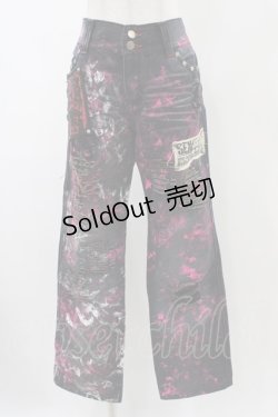 画像1: SEX POT ReVeNGe / カスタムダメージパンツ  黒×ピンク H-25-12-14-1008-SP-PA-KB-ZH