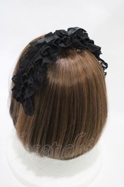 画像2: MARBLE / 2WAYサテンバラ付きタックプリーツチョーカー/ヘッドドレス  ブラック×ブラック H-25-12-14-1002-GO-AC-KB-ZH