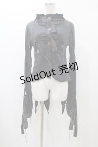 DARK RED  RUM / ダメージ燕尾カーディガン  グレー H-25-12-14-1018-HN-TO-KB-ZH