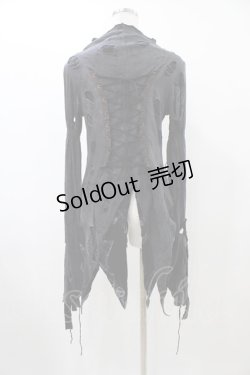 画像2: DARK RED  RUM / ダメージ燕尾カーディガン  グレー H-25-12-14-1018-HN-TO-KB-ZH