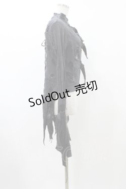 画像3: DARK RED  RUM / ダメージ燕尾カーディガン  グレー H-25-12-14-1018-HN-TO-KB-ZH