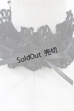 画像4: MARBLE / 2WAYサテンバラ付きタックプリーツチョーカー/ヘッドドレス  ブラック×ブラック H-25-12-14-1002-GO-AC-KB-ZH