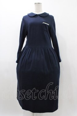 画像1: Jane Marple / ロゴレースポケットドレス  ネイビー H-25-12-14-1020-JM-OP-KB-ZH