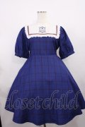 Amavel / 紅茶缶ラベルスクエアヨークチェックワンピース Free ブルー H-25-12-14-015-CA-OP-NS-ZH