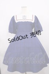 Amavel / 紅茶缶ラベルスクエアヨークチェックワンピース Free ブルー H-25-12-14-015-CA-OP-NS-ZH