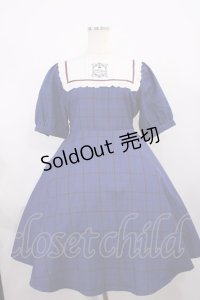 Amavel / 紅茶缶ラベルスクエアヨークチェックワンピース Free ブルー H-25-12-14-015-CA-OP-NS-ZH