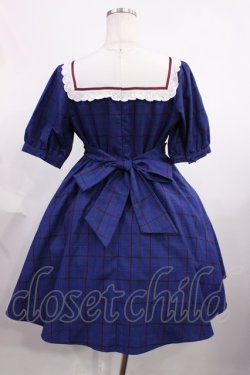 画像2: Amavel / 紅茶缶ラベルスクエアヨークチェックワンピース Free ブルー H-25-12-14-015-CA-OP-NS-ZH