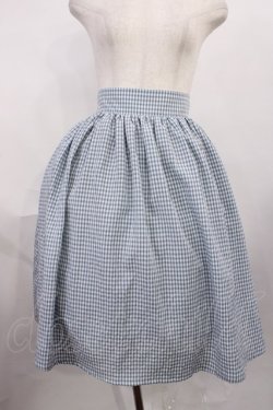 画像1: Fi.n.t / ギンガムチェックギャザースカート Free サックス H-25-12-14-016-CA-SK-NS-ZH