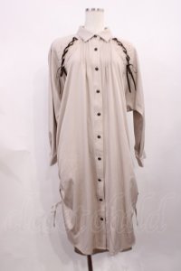 axes femme / 袖レースアップシャツワンピース M アイボリー H-25-12-14-021-AX-OP-NS-ZH