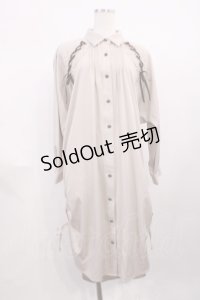 axes femme / 袖レースアップシャツワンピース M アイボリー H-25-12-14-021-AX-OP-NS-ZH