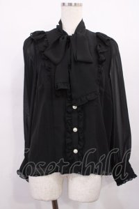 DearMyLove / フリルボウタイリボンシフォンブラウス LL ブラック H-25-12-14-025-EL-BL-NS-ZH