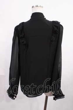 画像2: DearMyLove / フリルボウタイリボンシフォンブラウス LL ブラック H-25-12-14-025-EL-BL-NS-ZH