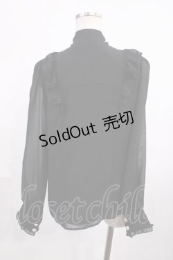 画像2: DearMyLove / フリルボウタイリボンシフォンブラウス LL ブラック H-25-12-14-025-EL-BL-NS-ZH
