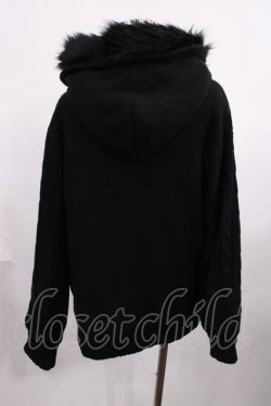 画像2: Amavel / リボンケーブル編みフードニットアウター Free ブラック H-25-12-14-030-CA-CO-NS-ZH