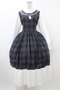 marcHenTica / チェックワンピース プリンセスサイズ/115cm丈 グレー H-25-12-16-1034-LO-OP-NS-ZH