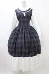 marcHenTica / チェックワンピース プリンセスサイズ/115cm丈 グレー H-25-12-16-1034-LO-OP-NS-ZH