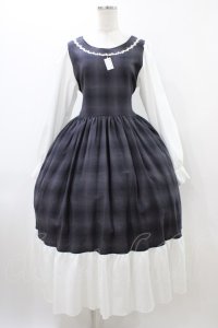 marcHenTica / チェックワンピース プリンセスサイズ/115cm丈 グレー H-25-12-16-1034-LO-OP-NS-ZH