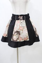 Ank Rouge / 花柄スカート M ブラック H-25-12-16-1048-CA-SK-NS-ZH