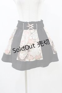 Ank Rouge / 花柄スカート M ブラック H-25-12-16-1048-CA-SK-NS-ZH