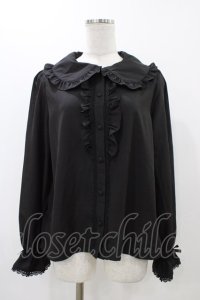 m petit by misako / AM マルエリフリルブラウス L ブラック H-25-12-16-1054-LO-BL-NS-ZH