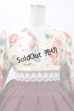 画像4: marcHenTica / 大和撫子袴風ワンピース 表記なし 生成り/ボルドー H-25-12-16-1023-LO-OP-NS-ZH